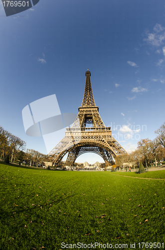 Image of Clouds and Sky Colors above Eiffel Tower