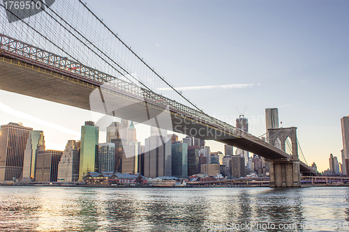 Image of Architectural Detail of Brooklyn Bridge in New York City