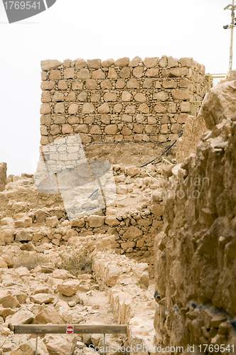 Image of  Masada the ancient fortress in the Judean Desert overlooking th