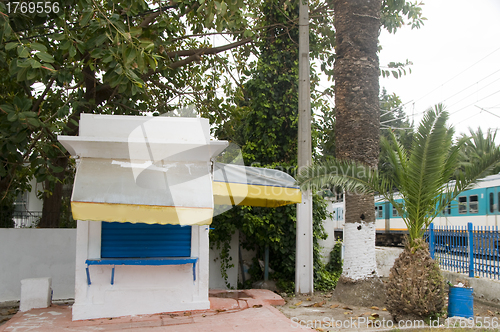 Image of architecture food shop Carthage Hannibal train station Tunisia