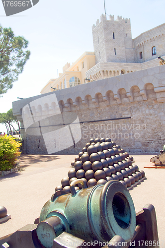 Image of cannon and cannonballs  The Prince's Palace of Monaco in Monte C