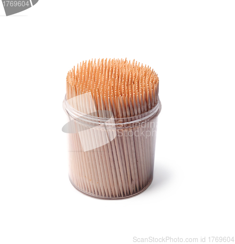 Image of Toothpicks in a jar isolated on white background