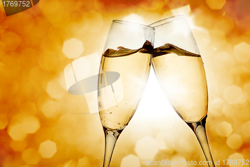 Image of Two elegant champagne glasses 