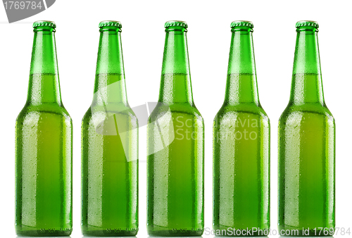 Image of Green beer bottles