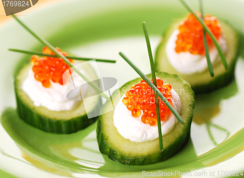 Image of Appetizers with red caviar 