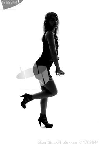 Image of stylish silhouette of caucasian woman posin