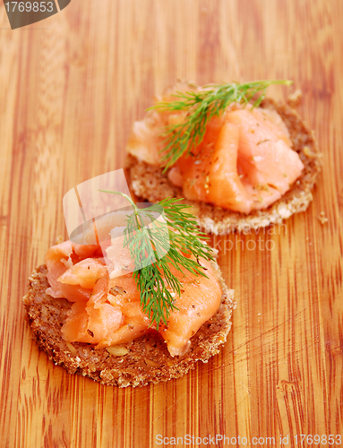 Image of  appetizers with salmon 