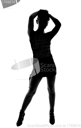 Image of stylish silhouette of caucasian woman posin