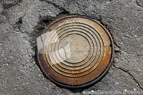 Image of rusty round manhole