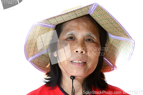Image of A 50s asian woman isolated on white background