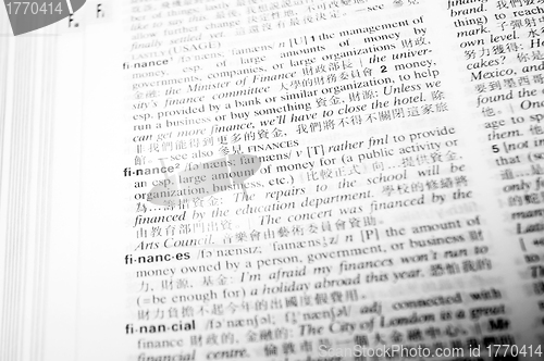 Image of Finance on dictionary