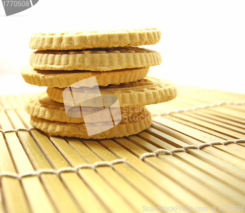 Image of Rice biscuits on bamboo plate