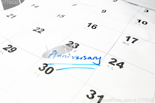 Image of Anniversary on calendar