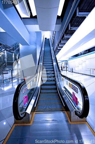 Image of Moving escalator in a subway station