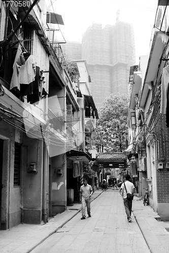 Image of An old street with modern buildings in China