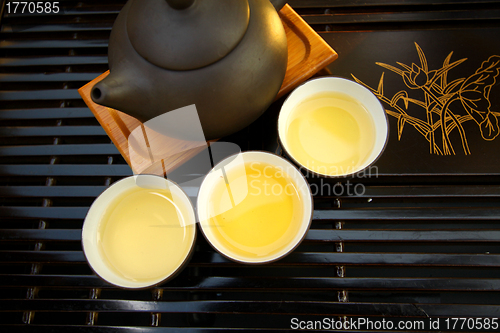 Image of Chinese tea set with tea pots