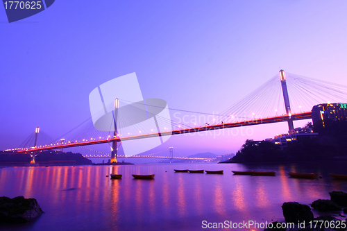 Image of Ting Kau Bridge in Hong Kong at ngiht