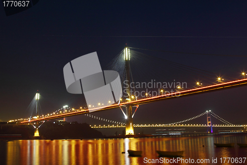 Image of Ting Kau Bridge in Hong Kong at night