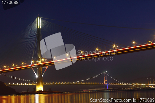 Image of Ting Kau Bridge in Hong Kong at night