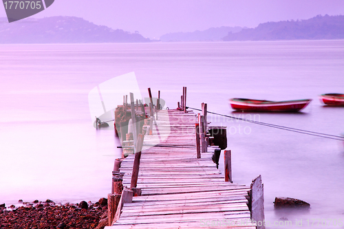 Image of Sunset at wooden pier
