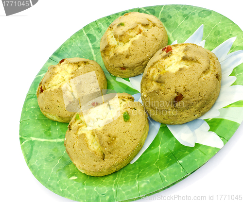 Image of Curd biscuits with candied fruit on plate