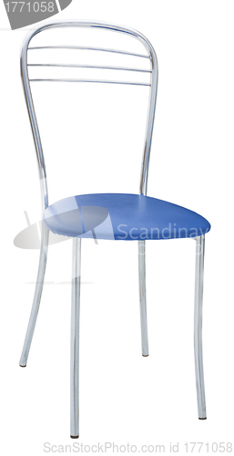 Image of Metal chair with a soft blue seat