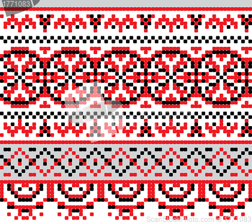 Image of Ukrainian national pattern cross stitch background