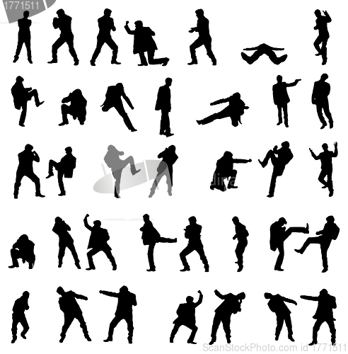 Image of Silhouettes of the fighting men - set.