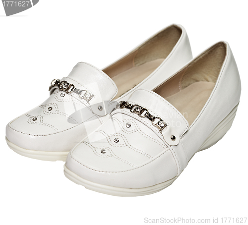 Image of Women's white leather shoes