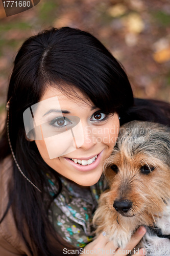 Image of Spanish Woman with Borkie Dog