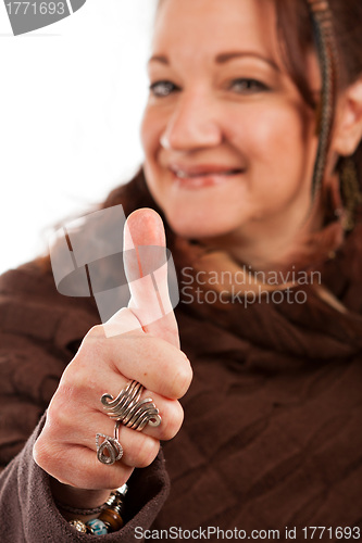 Image of Happy Thumbs Up Woman