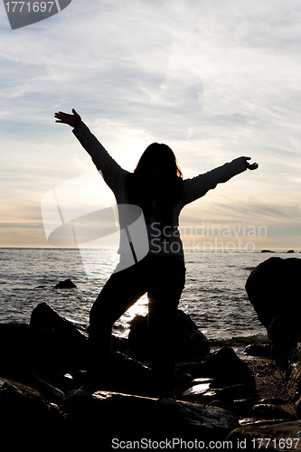 Image of Beach Woman Silhouette