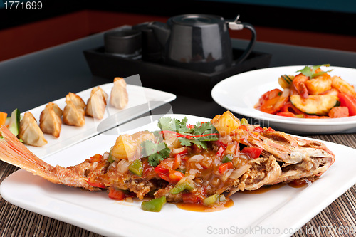 Image of Thai Style Red Snapper Presentation