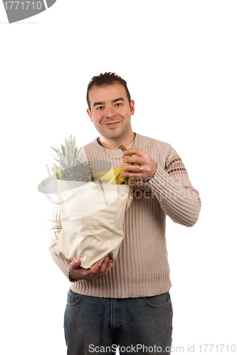 Image of Man Holding Grocery Items