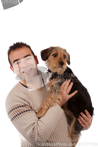 Image of Guy Holding a Cute Dog