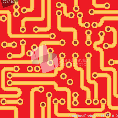 Image of Seamless texture - red circuit board