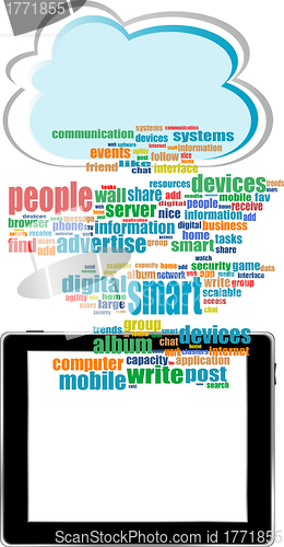 Image of Vector concept communicator with social network word cloud