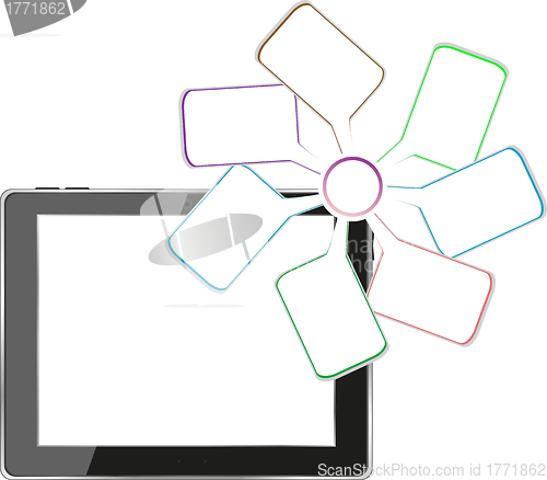 Image of Mobile pad tablet computer with empty cloud