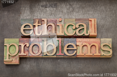 Image of ethical problems in wood type