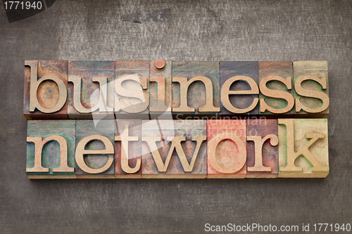 Image of business network in wood type