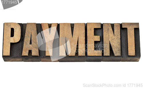 Image of payment word in wood type