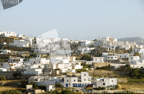 Image of view of Adamas Plaka typical Greek island Cyclades architecture 