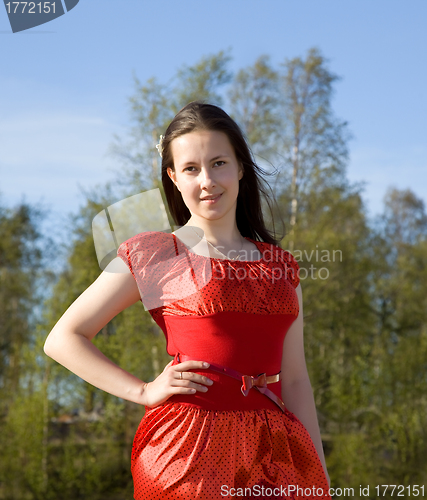 Image of Young girl in red dress