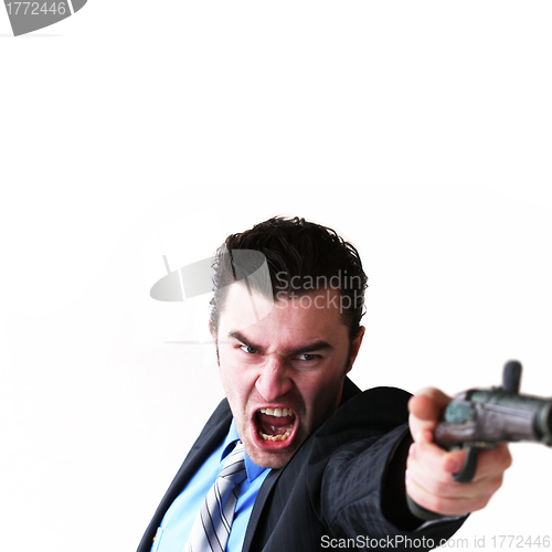 Image of dangerous man with gun,isolated