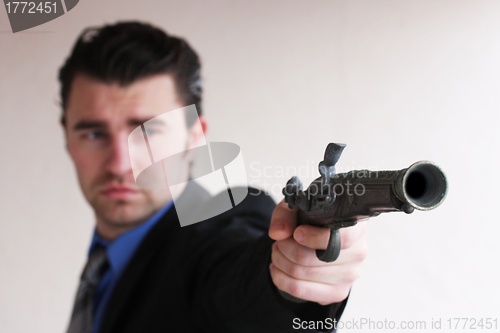 Image of businessman wants to shoot