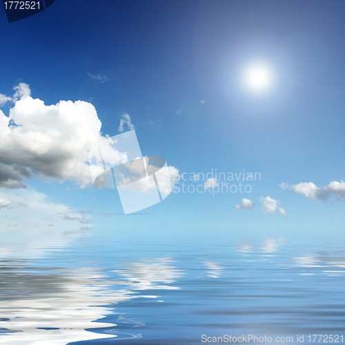 Image of  sky,clouds,sun,water