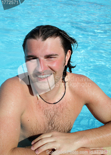 Image of Man posing in pool