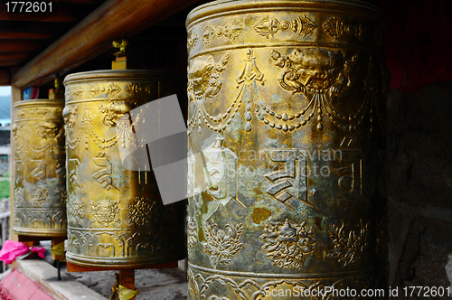 Image of Tibetan prayer wheels