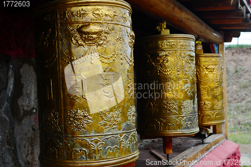 Image of Tibetan prayer wheels