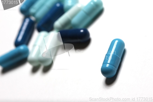 Image of colored isolated medicinical capsules